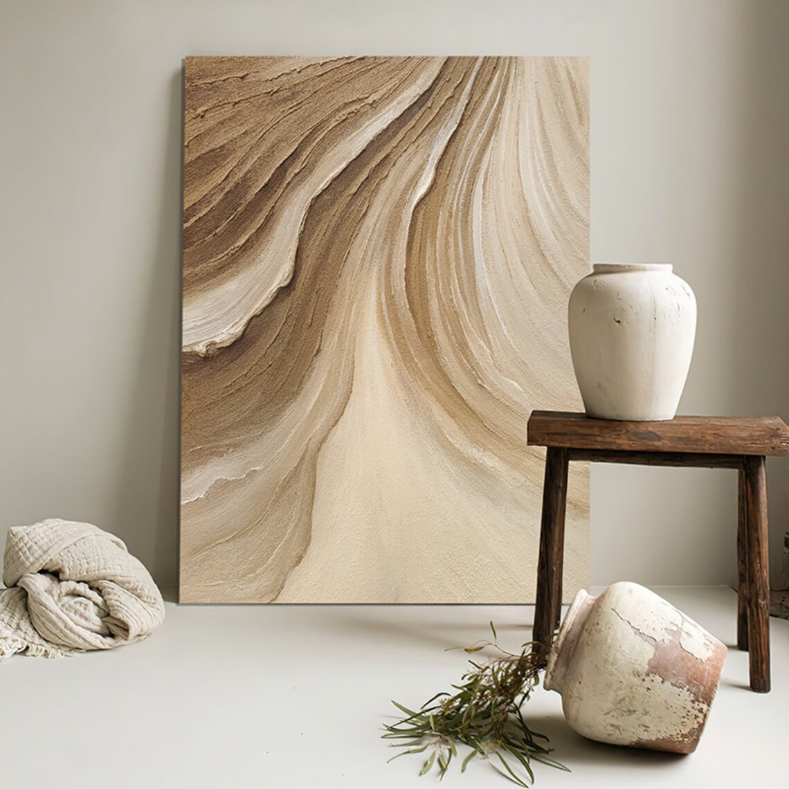 Time River Wabi Sabi Boho Brown Abstract Minimalist Art Print - Image 5