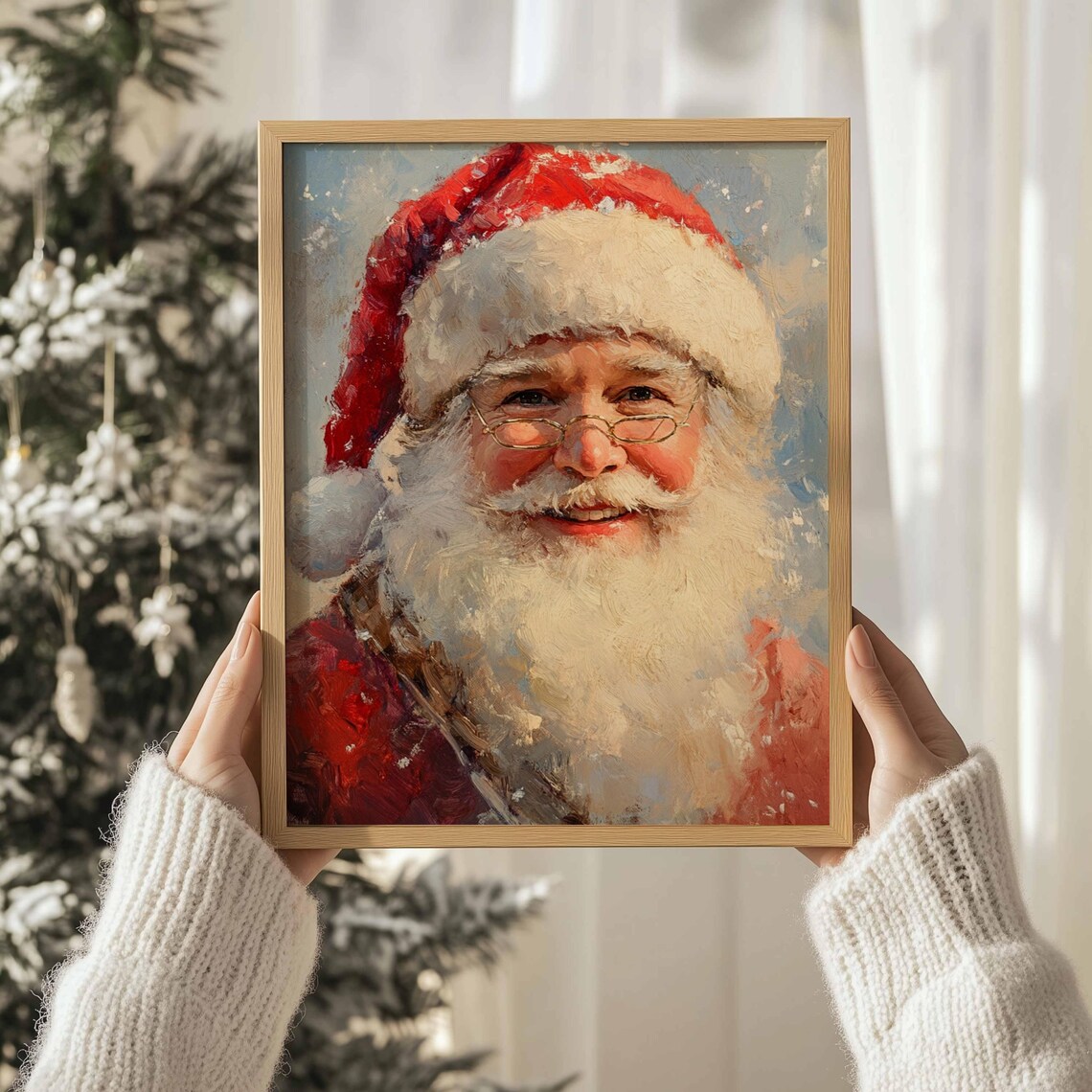 Santa Claus Portrait Print Christmas Wall Art Winter Holidays Painting Farmhouse Christmas Decor Santa Claus Art - Image 3
