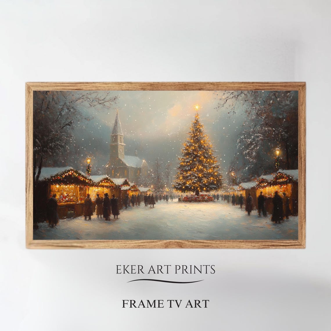Frame Tv Winter Art Oil Painting Of A Winter Christmas Town Frame Tv Art Classic Christmas Village Tv Art Christmas Frame Tv Art