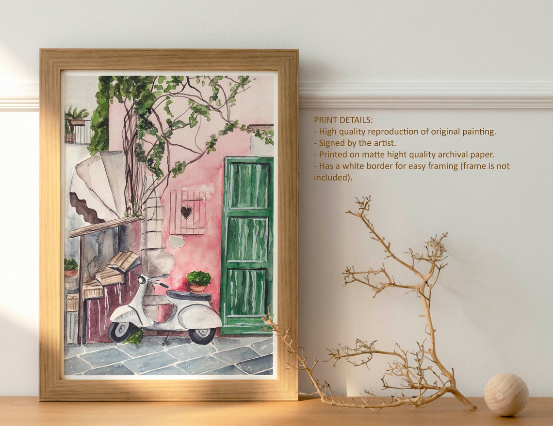 Procida Art Print Italy Poster Naples Travel Print Door Art Print Italian Scooter Wall Art Mediterranean Art Italy Street Print - Image 4