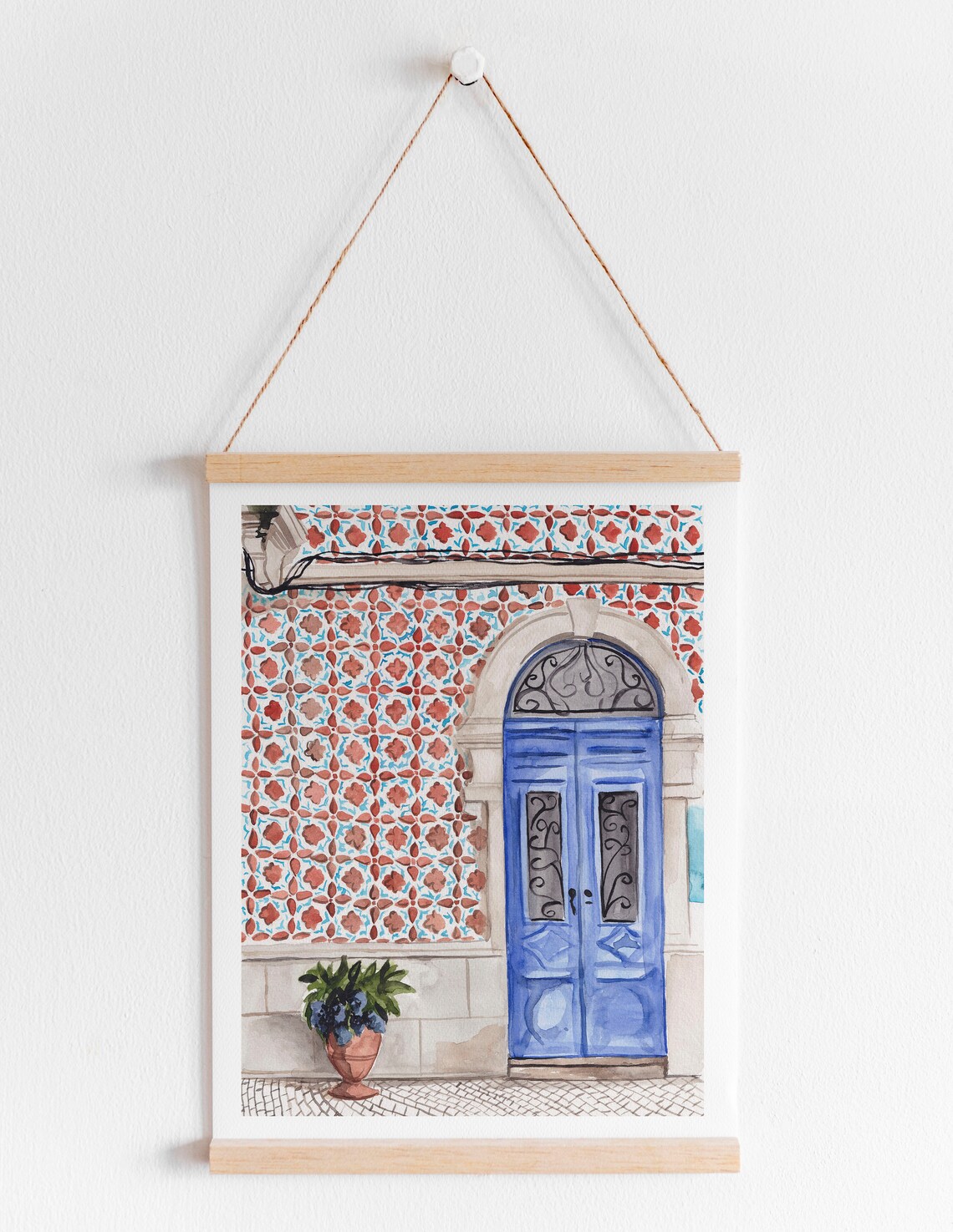 Blue Door Lisbon Tile Art Print, Portugal Travel - Image 3