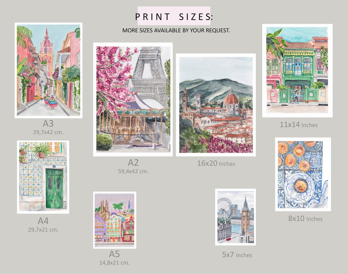 Paris Carousel Cherry Blossom Spring Eiffel Tower Vintage Scene Poster - Image 3