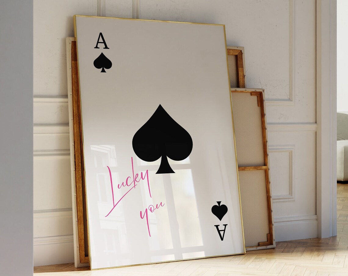 Ace Of Spades Retro Poster, Lucky You Wall Art