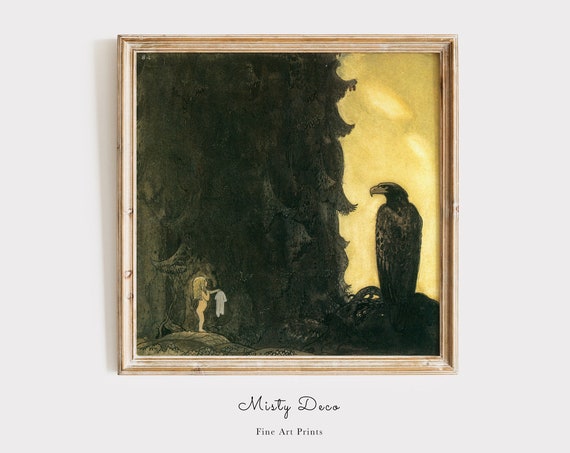 Rare John Bauer Art Eagle And Little Girl Vintage Folklore The Golden Age Of Illustration