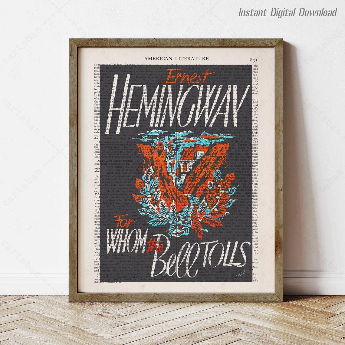 Ernest Hemingway For Whom The Bell Tolls Bell Dictionary Art Print