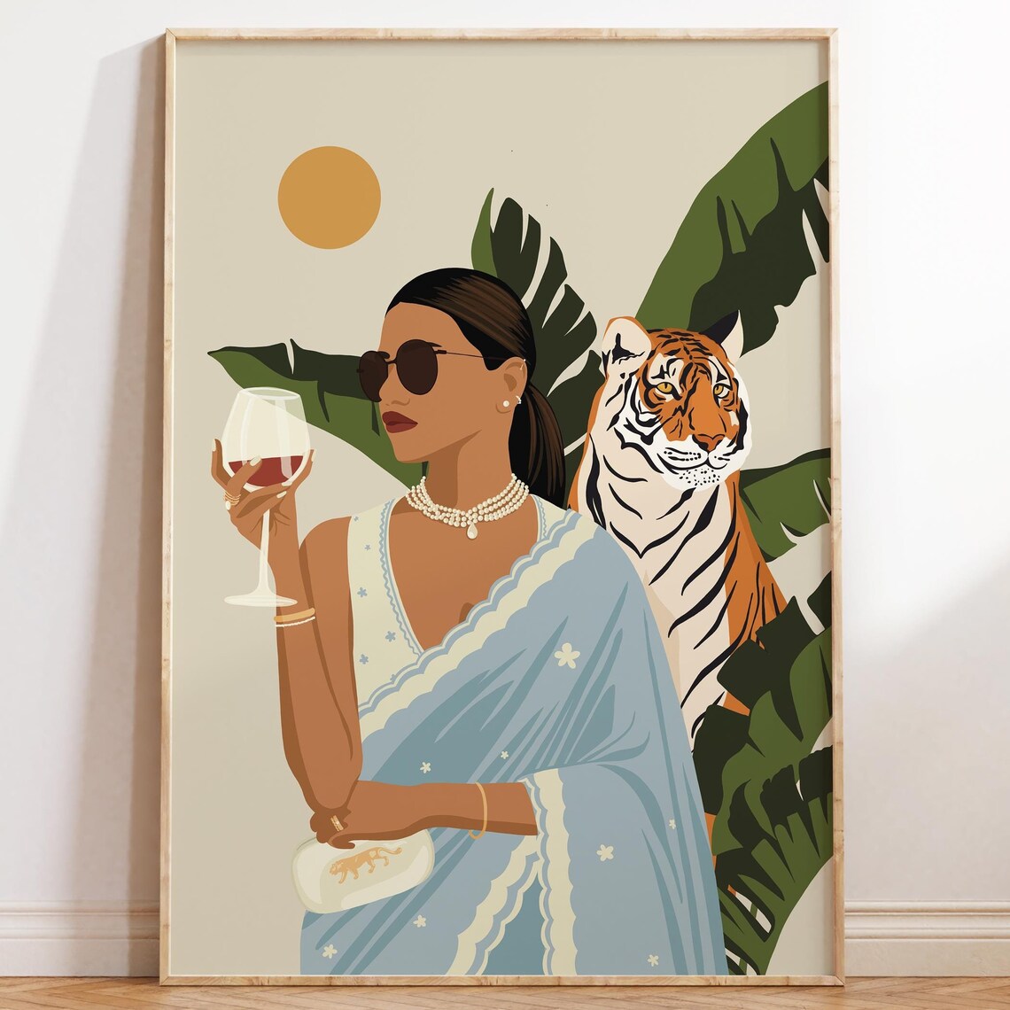 Modern Indian Woman Drinking Art Print, South Asian