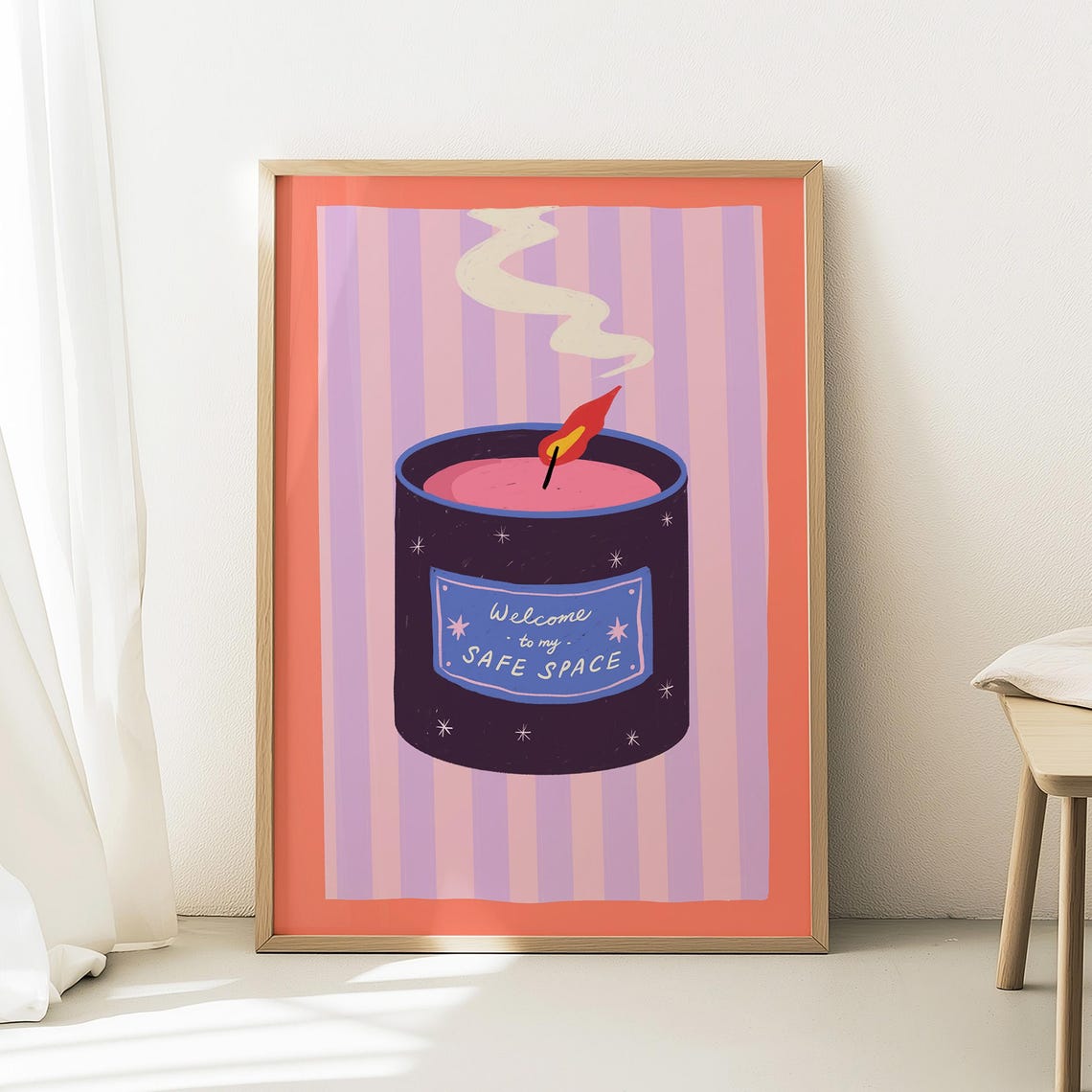 Welcome to My Safe Space Candle Cozy Self Care Meditation Poster