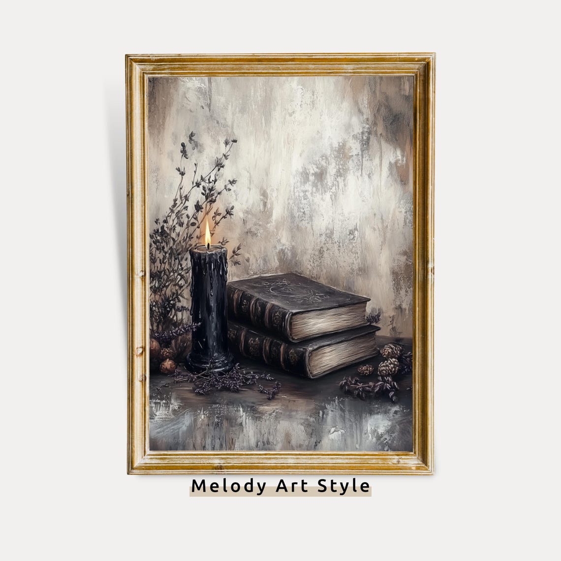 Witchy Candle And Spell Book Wall Dark Academia Still Life Decor Gothic Halloween Occult Witch Print P650