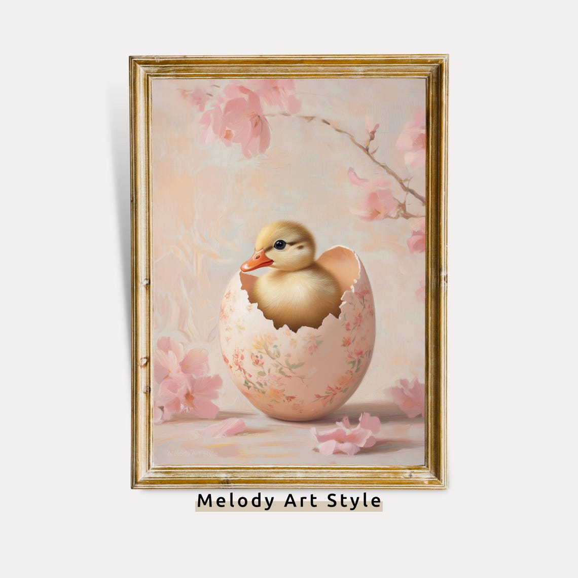 Duckling In Easter Egg Painting Spring Wall Art Baby Chick Nursery Decor P493