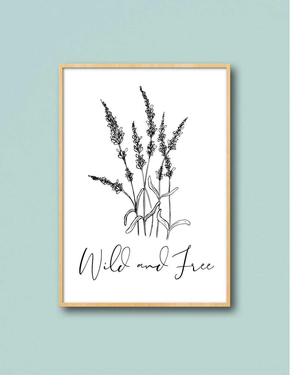 Wild and Free Lavender Botanical Line Art Script Quote Poster - Image 2