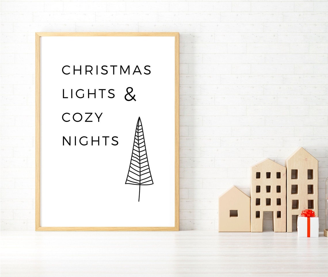 Christmas Lights and Cozy Nights Pine Tree Script Wall Decor Poster - Image 3