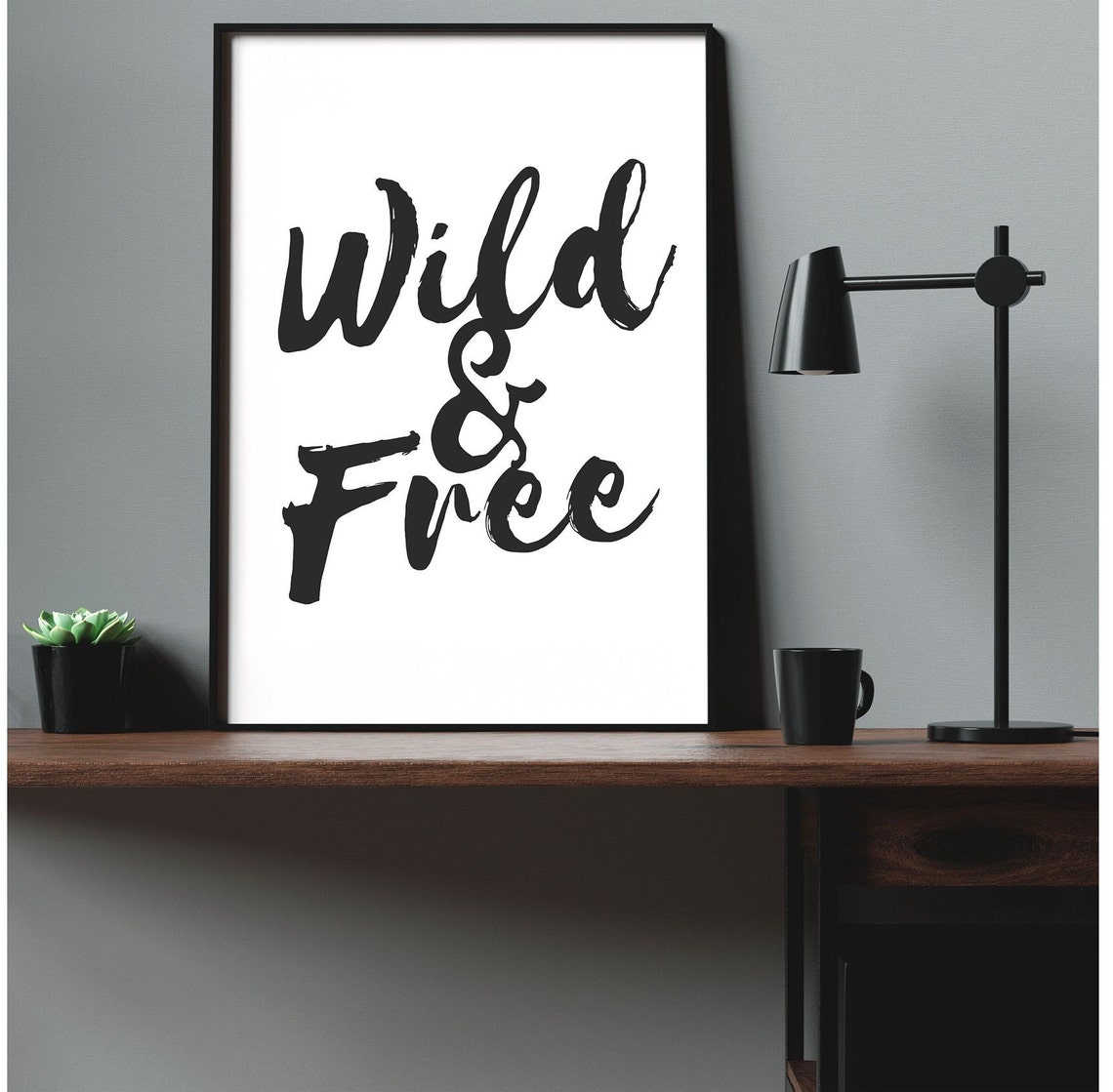 Wild and Free Minimalist Brush Script Black on White Typography Poster - Image 5