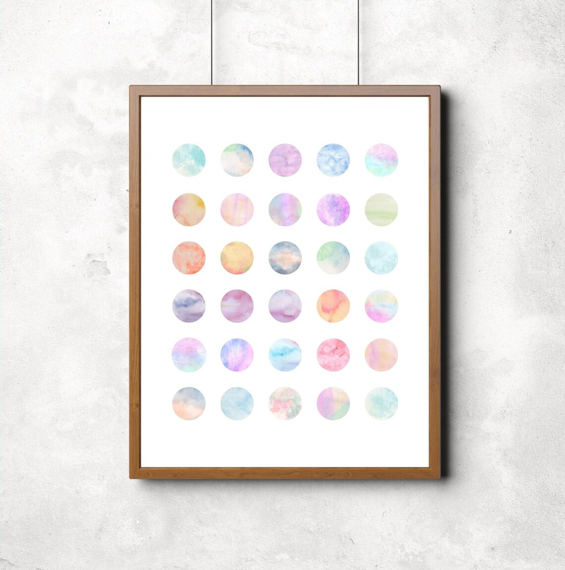 Multicolor Pastel Polka Dot Circle Grid, Abstract Art Print - Image 4