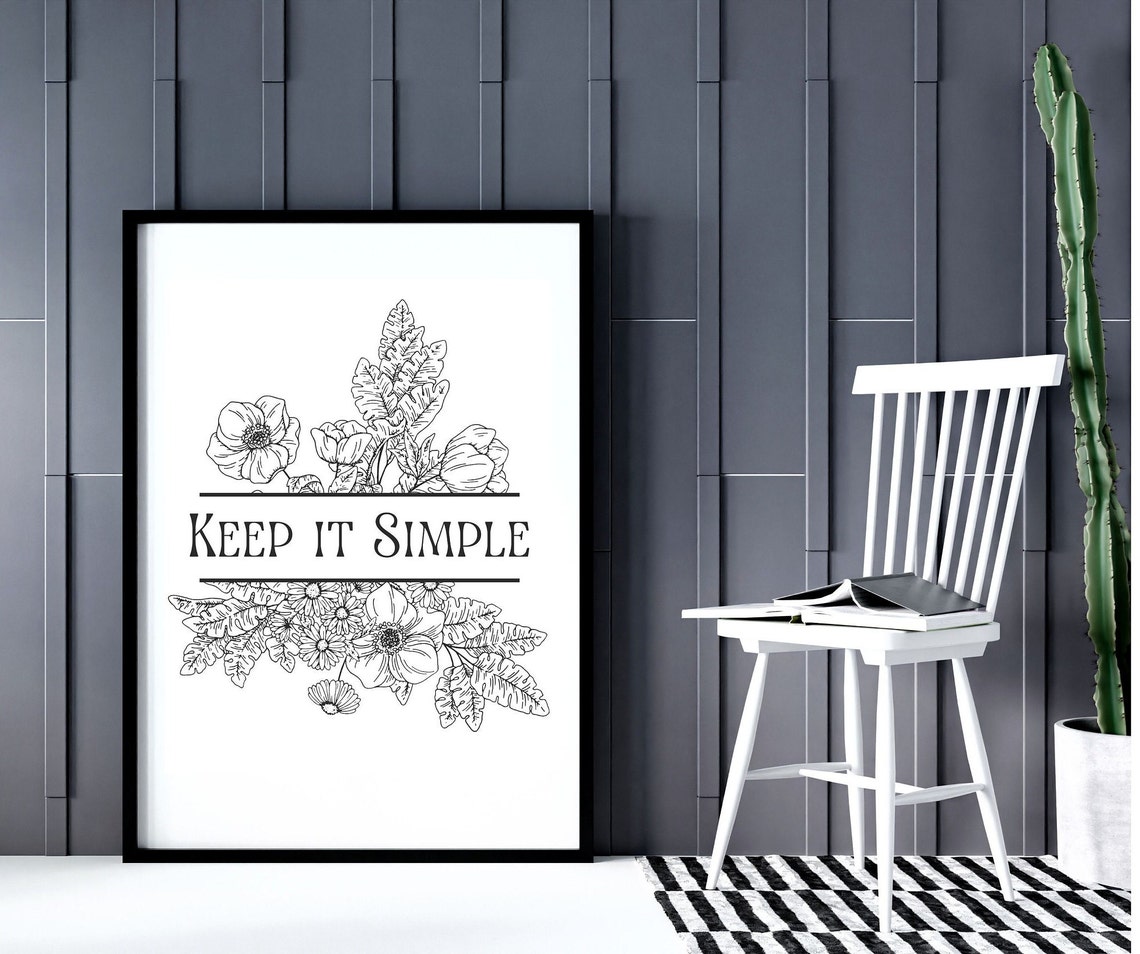 Keep It Simple Botanical Line Art Floral Minimalist Quote Poster - Image 5
