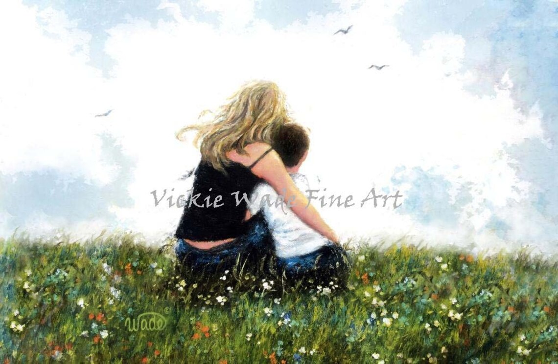 Mother And Son Art Print Mom Son Little Boy Blonde Mother Hugging Son Loving Mother Mothers Day Gift Mum Wall Art Vickie Wade Art
