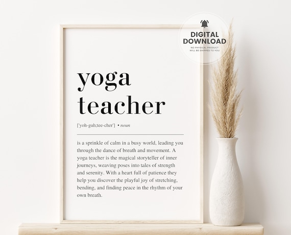 Yoga Teacher Definition Dictionary Style Typography Gift Poster