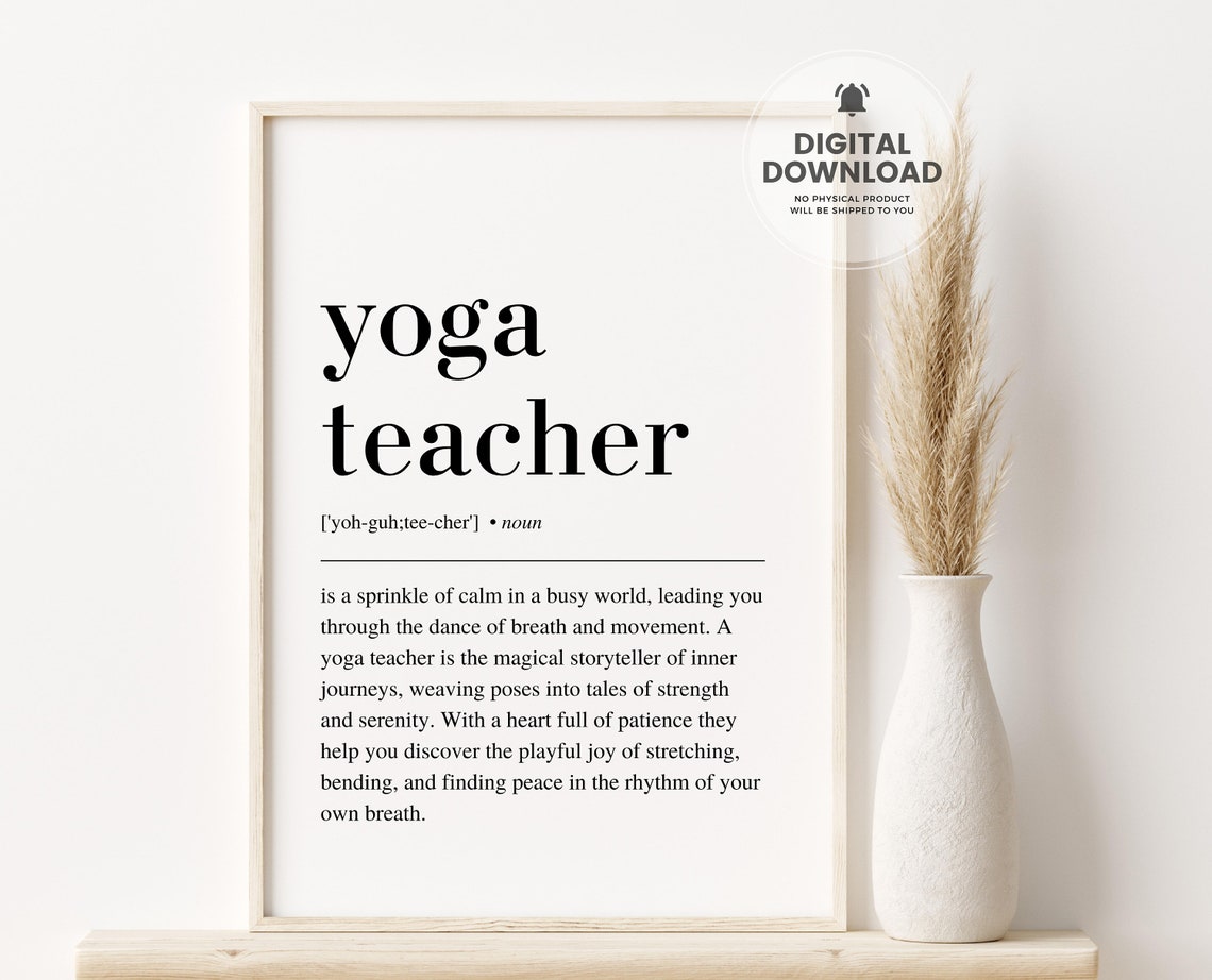 Yoga Teacher Definition Dictionary Style Typography Gift Poster