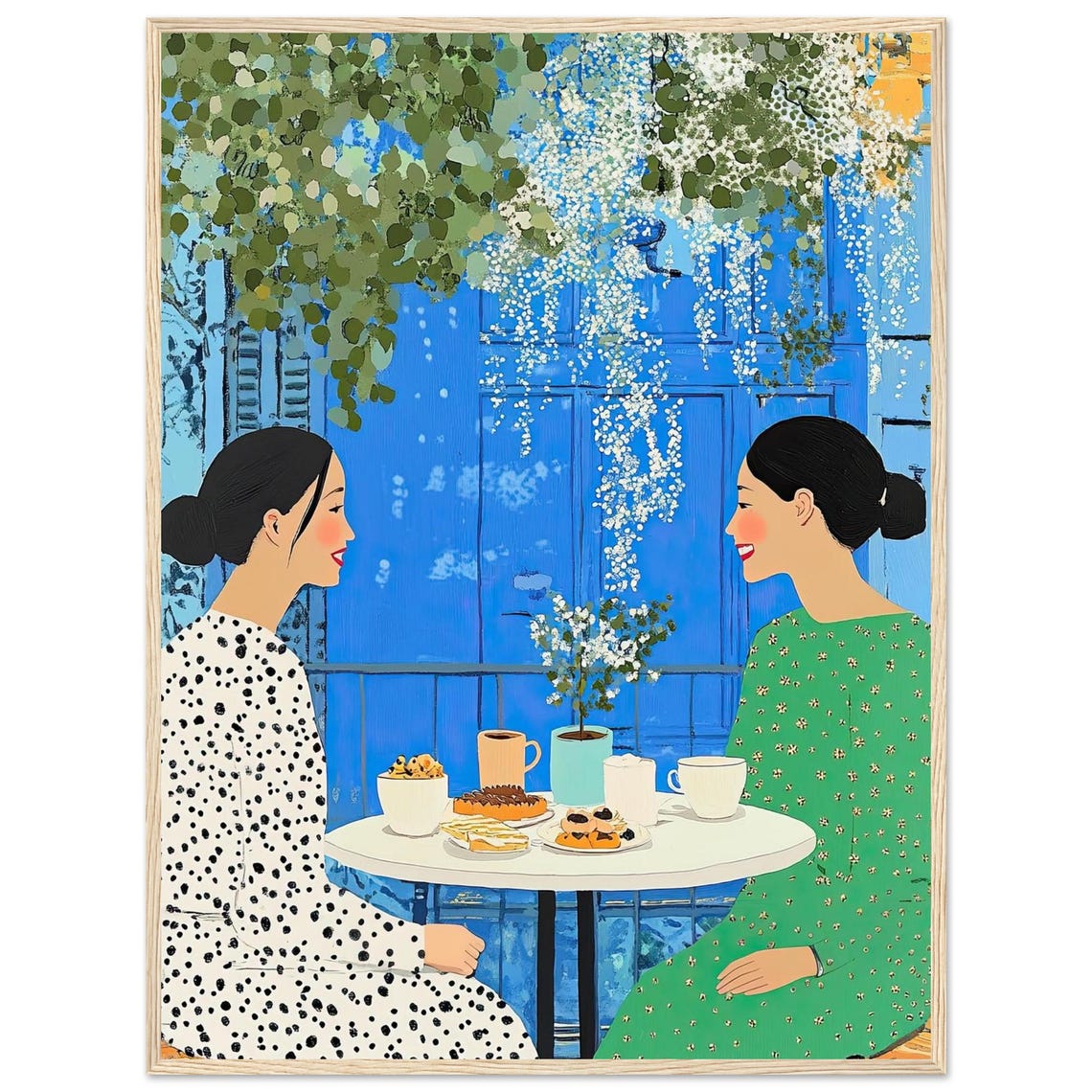 Best Friends Coffee Date Cafe Scene Joyful Friendship Poster