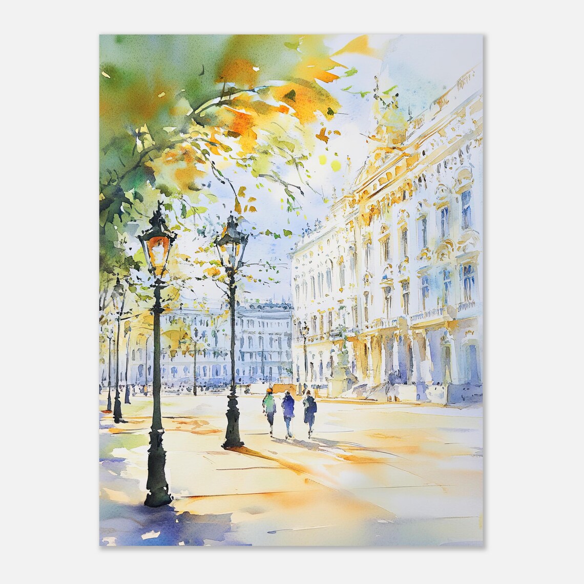 Vienna Street Scene Watercolor Painting, Travel Poster - Image 3