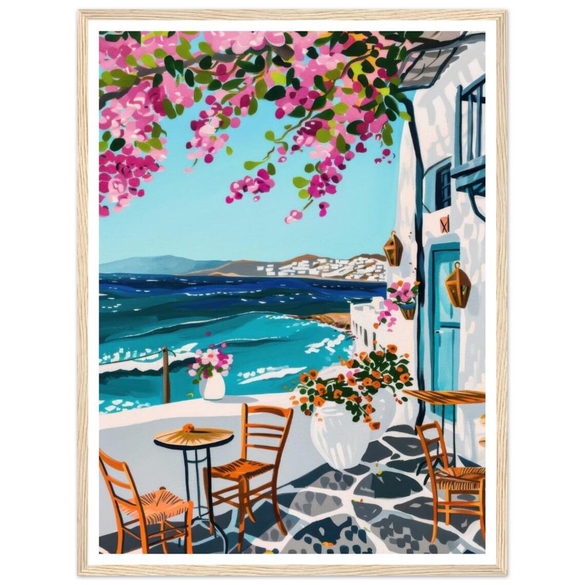Greek Island Coastal Travel Poster, Mediterranean Print - Image 2