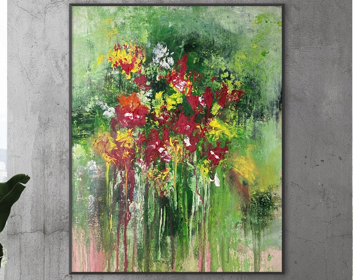 Floral Abstract Painting, Botanical Wall Art Print