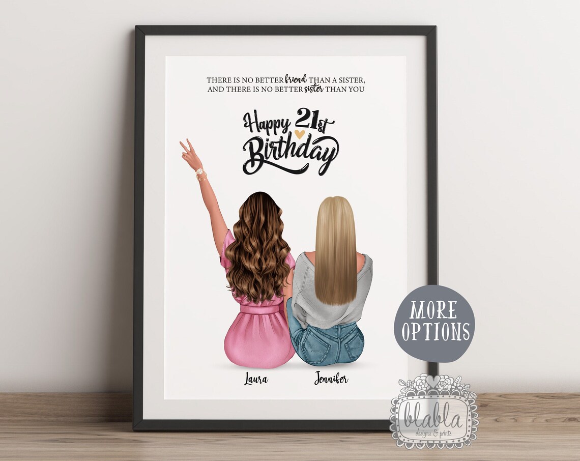 21st Birthday Gift for Friend, Birthday Art Print