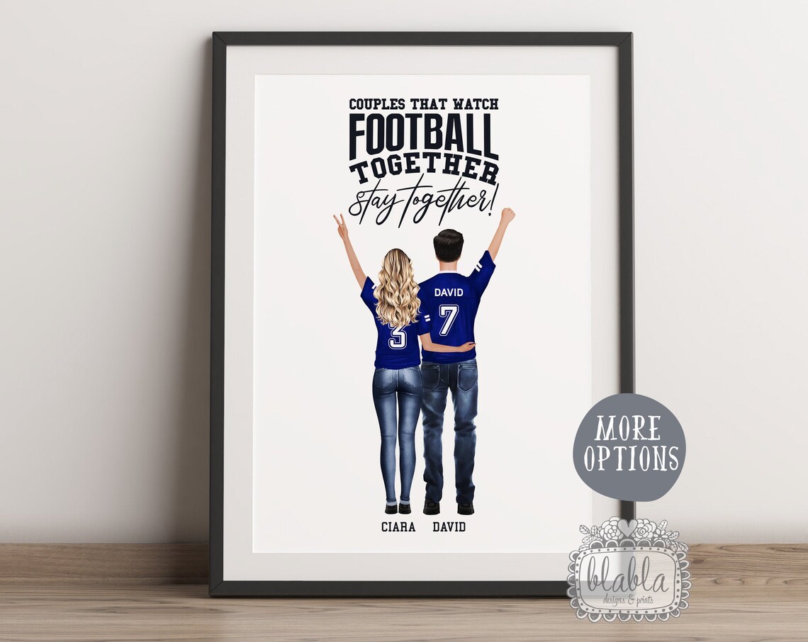 Personalised Couple Football Quotes Portrait Art Print