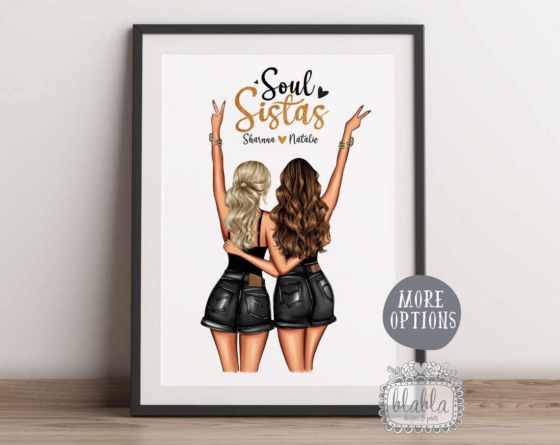 Soul Sistas Best Friends Denim Shorts Fun Friendship Quote Print