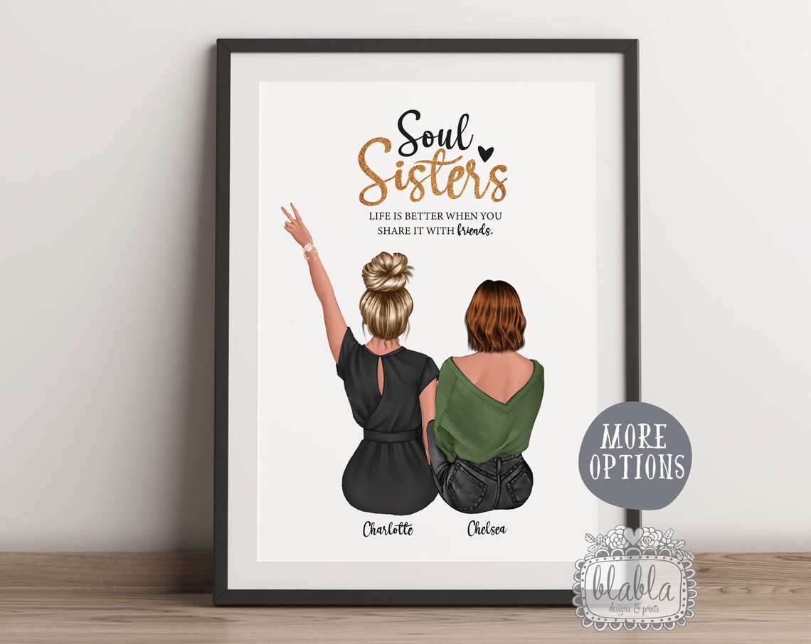 Soul Sisters Life Is Better Shared Personalised Best Friends Print