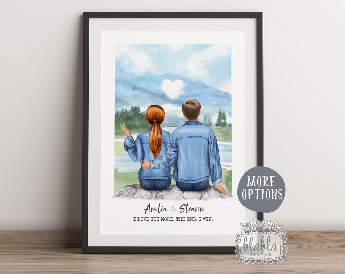 Personalised Mountain View Couple Poster I Love You More The End