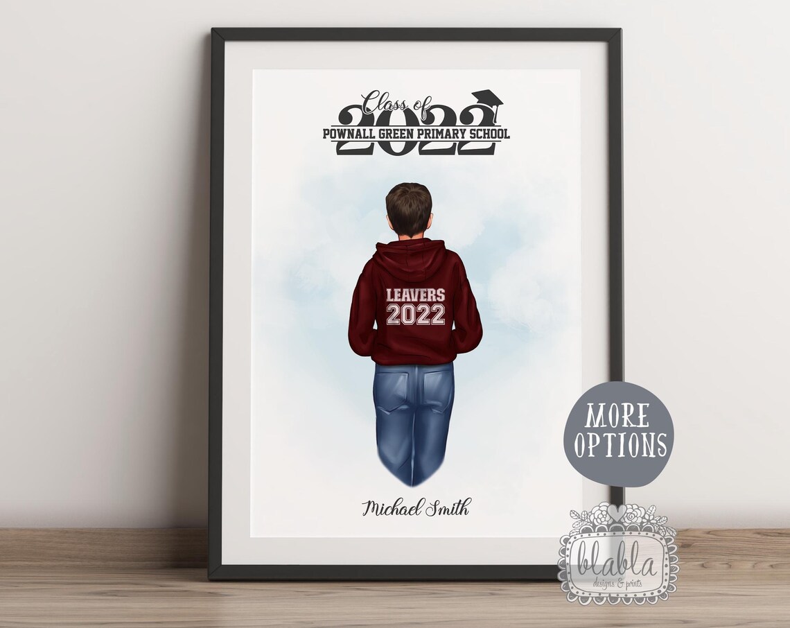 Class Of 2022 School Leavers Boy Green Hoodie Keepsake Poster - Image 2