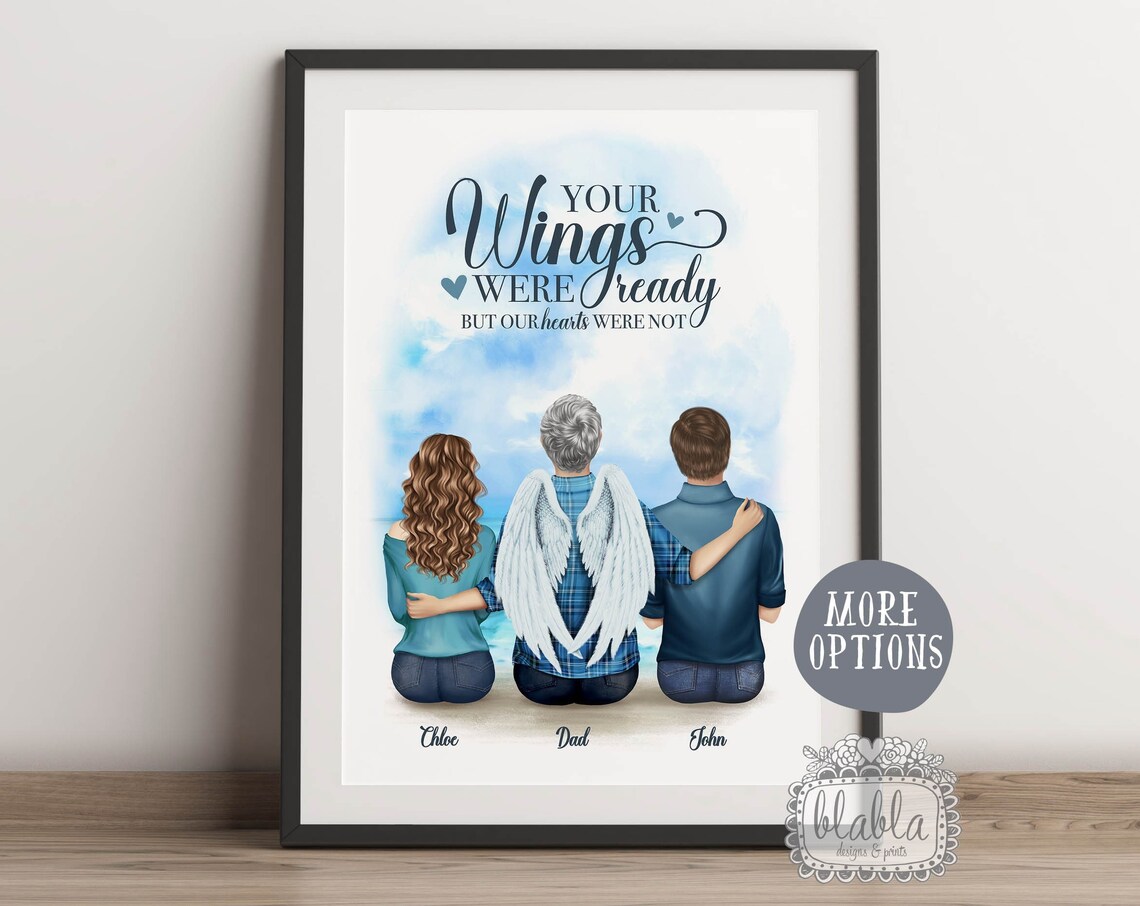 Personalised Memorial Poster Your Wings Were Ready Angel Dad Design