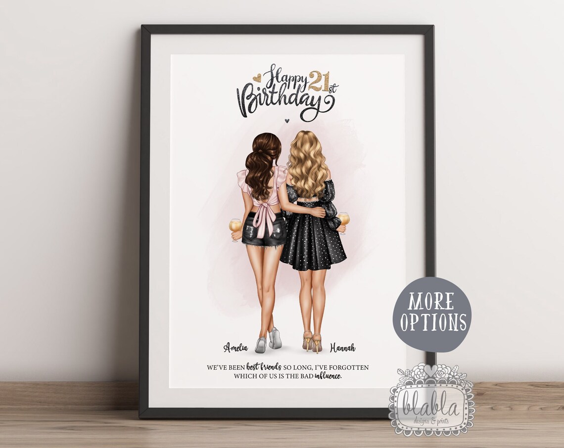 Happy 21st Birthday Best Friends Party Cheer Cocktail Poster