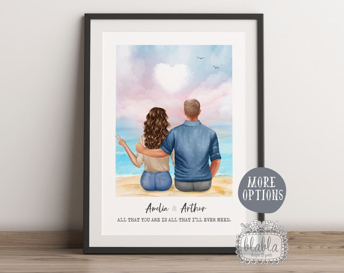 Personalised Beach Couple Poster All That You Are Is All I Need