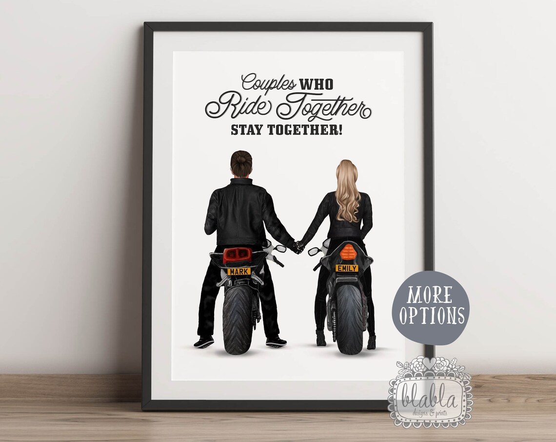 Biker Couples Who Ride Together Stay Together Motorbike Poster