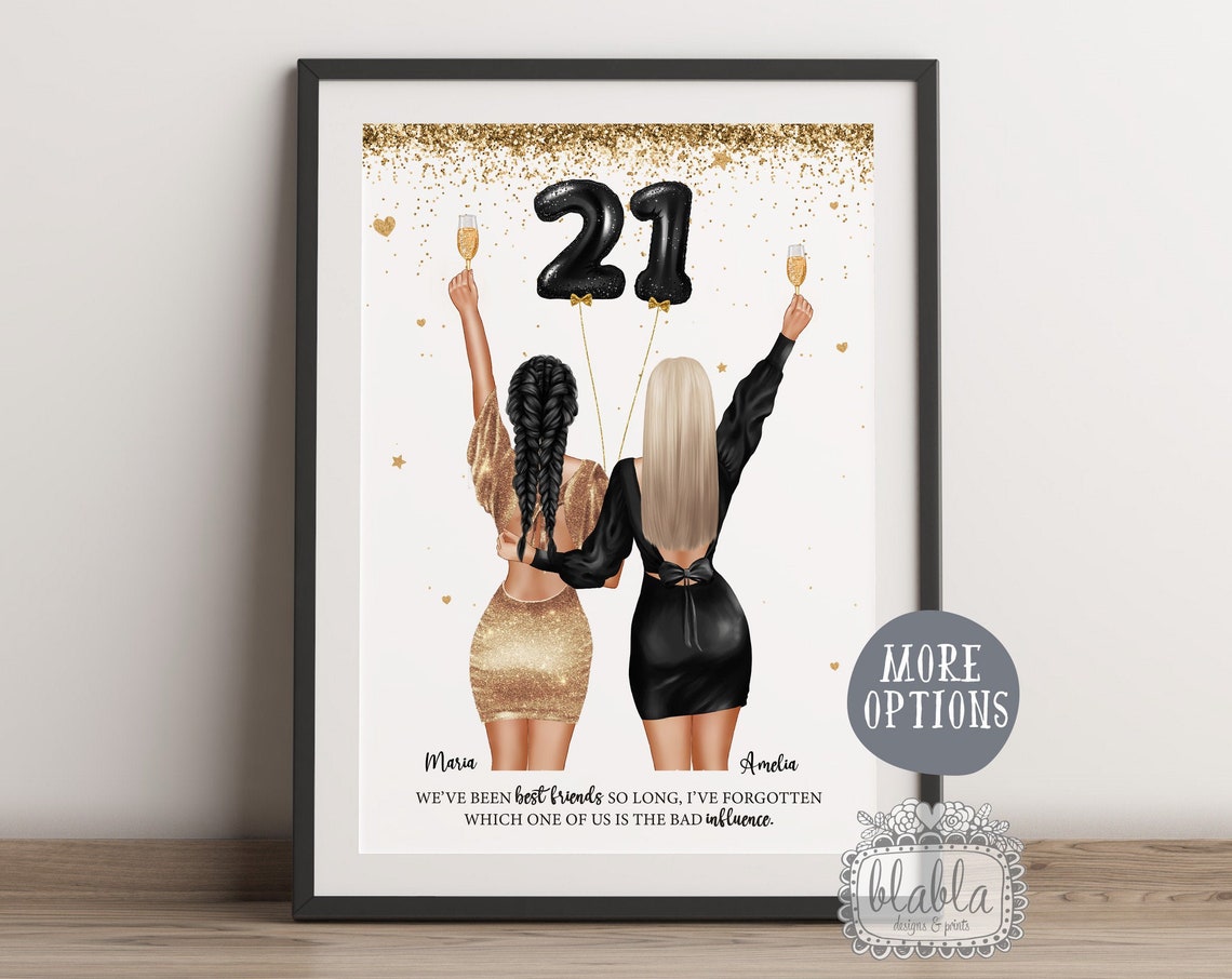 21st Birthday Gift For Friend Friend Gift Friend Birthday With Balloons Best Friend Gift Friend Gift Friend Wall Art Birthday Gift