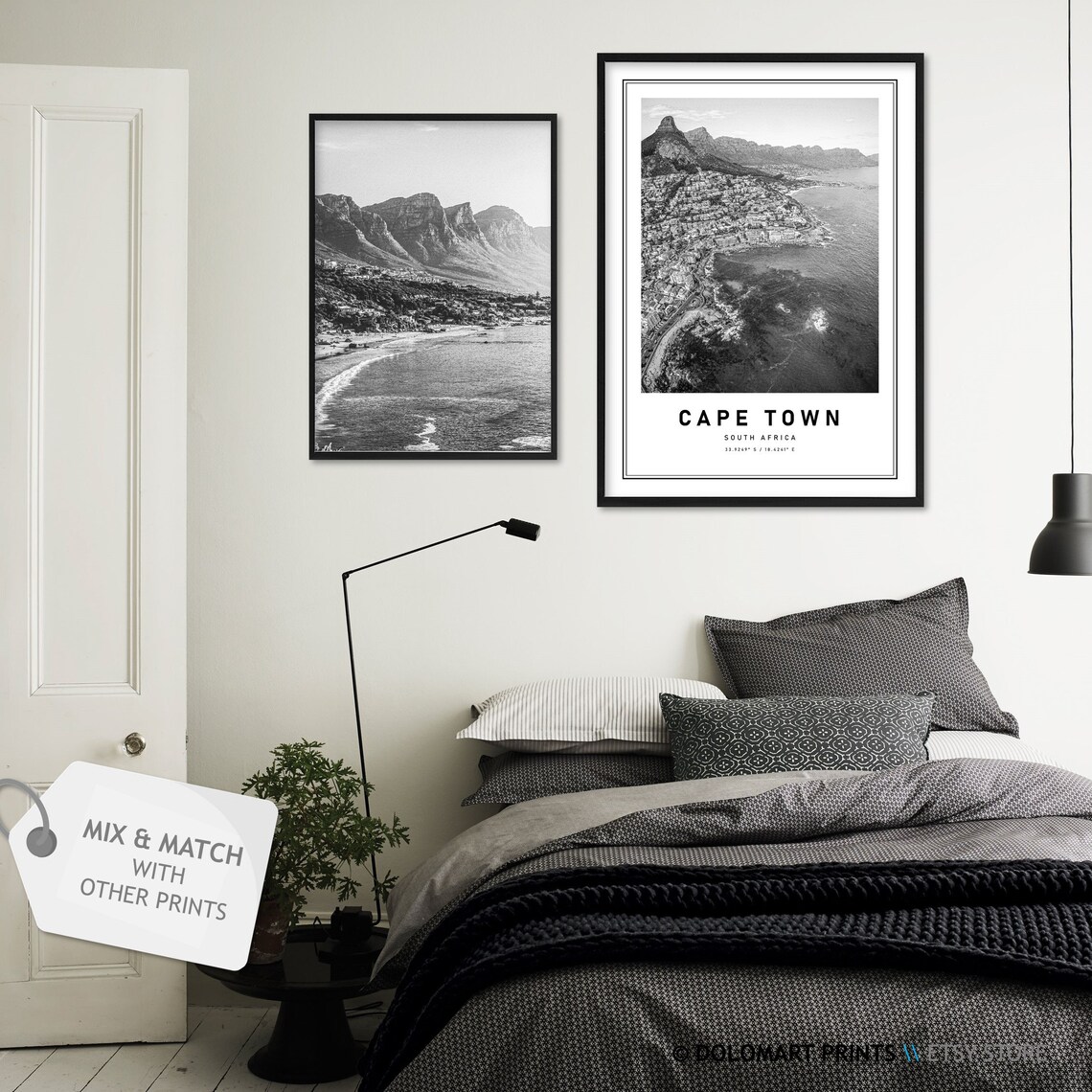 Cape Town Black and White Travel Poster, Coordinates - Image 2
