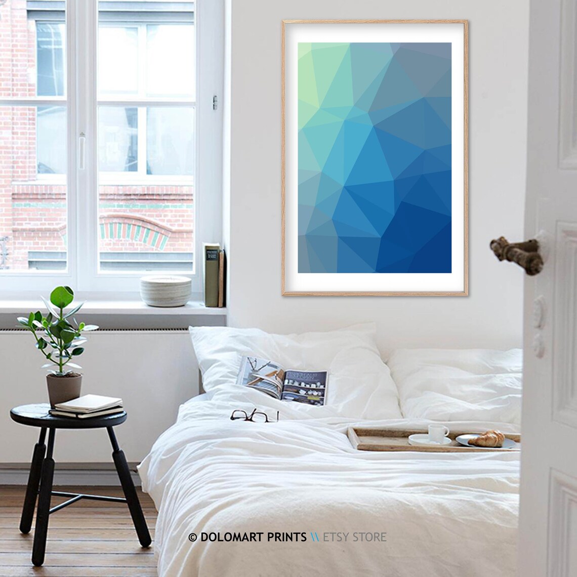 Modern Geometric Abstract Art Print, Blue Geometric - Image 2