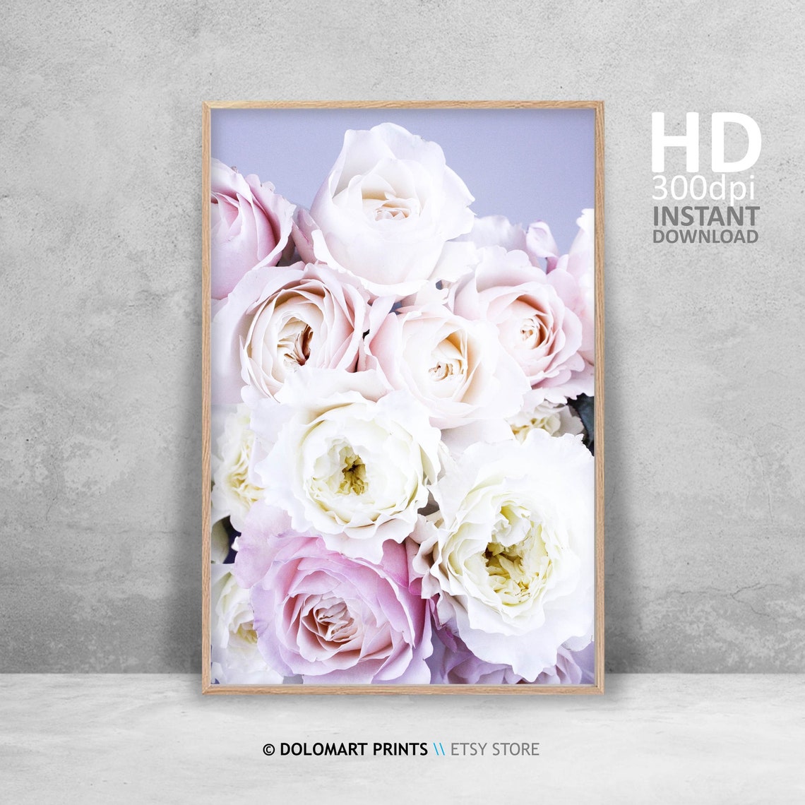Blush Pink And White Roses Bouquet Soft Floral Photography Poster - Image 4