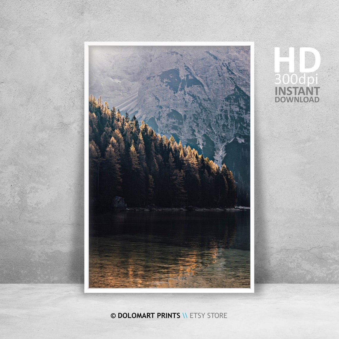 Alpine Lake At Dusk With Golden Larch Trees Mountain Reflection Poster