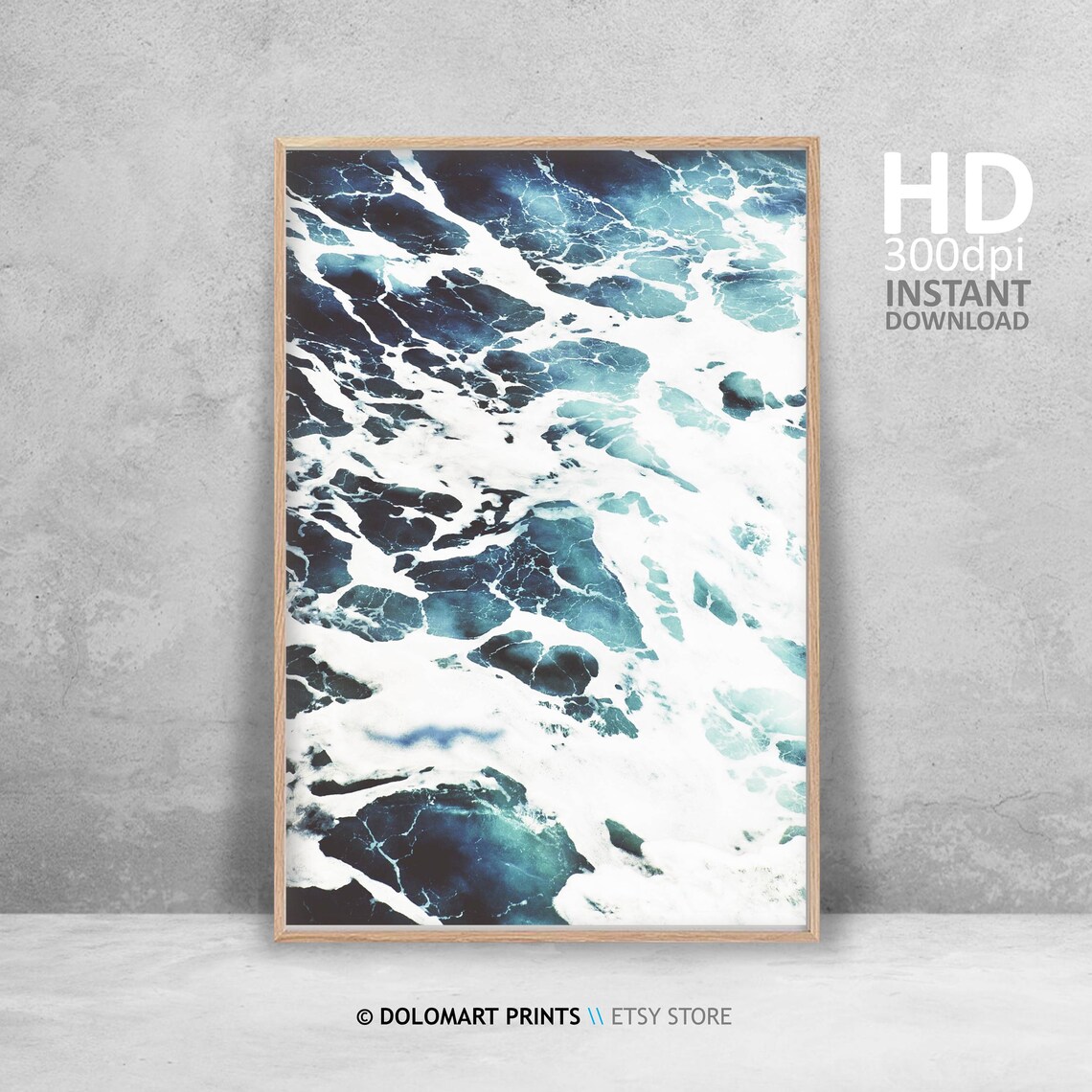 Ocean Waves Aerial Blue White Sea Foam Coastal Photography Poster - Image 4