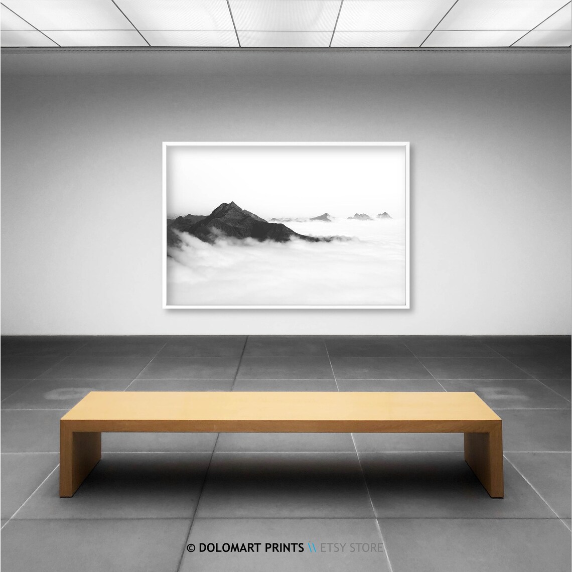 Black and White Mountain Landscape Art Print, Scandinavian - Image 2