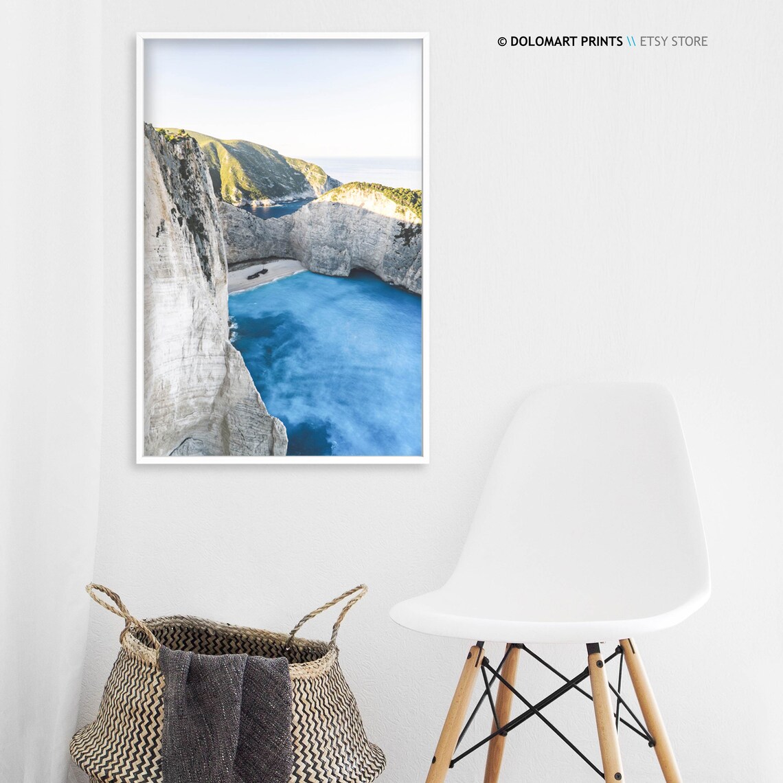 Turquoise Cove Between White Limestone Cliffs Coastal Photography Poster - Image 3