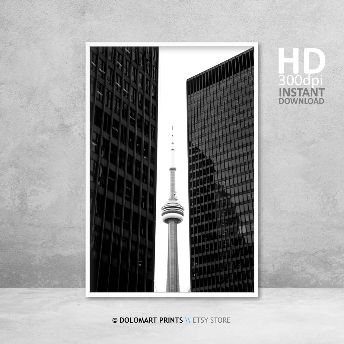 Toronto CN Tower Travel Poster, Black And White