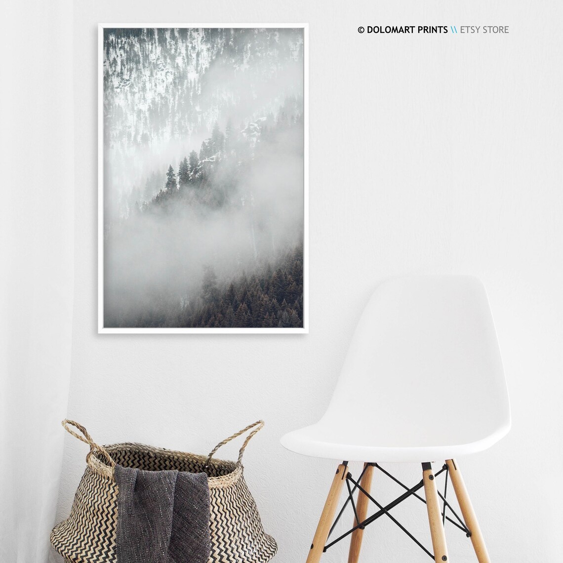 Black And White Minimal Forest Landscape Art Print - Image 3