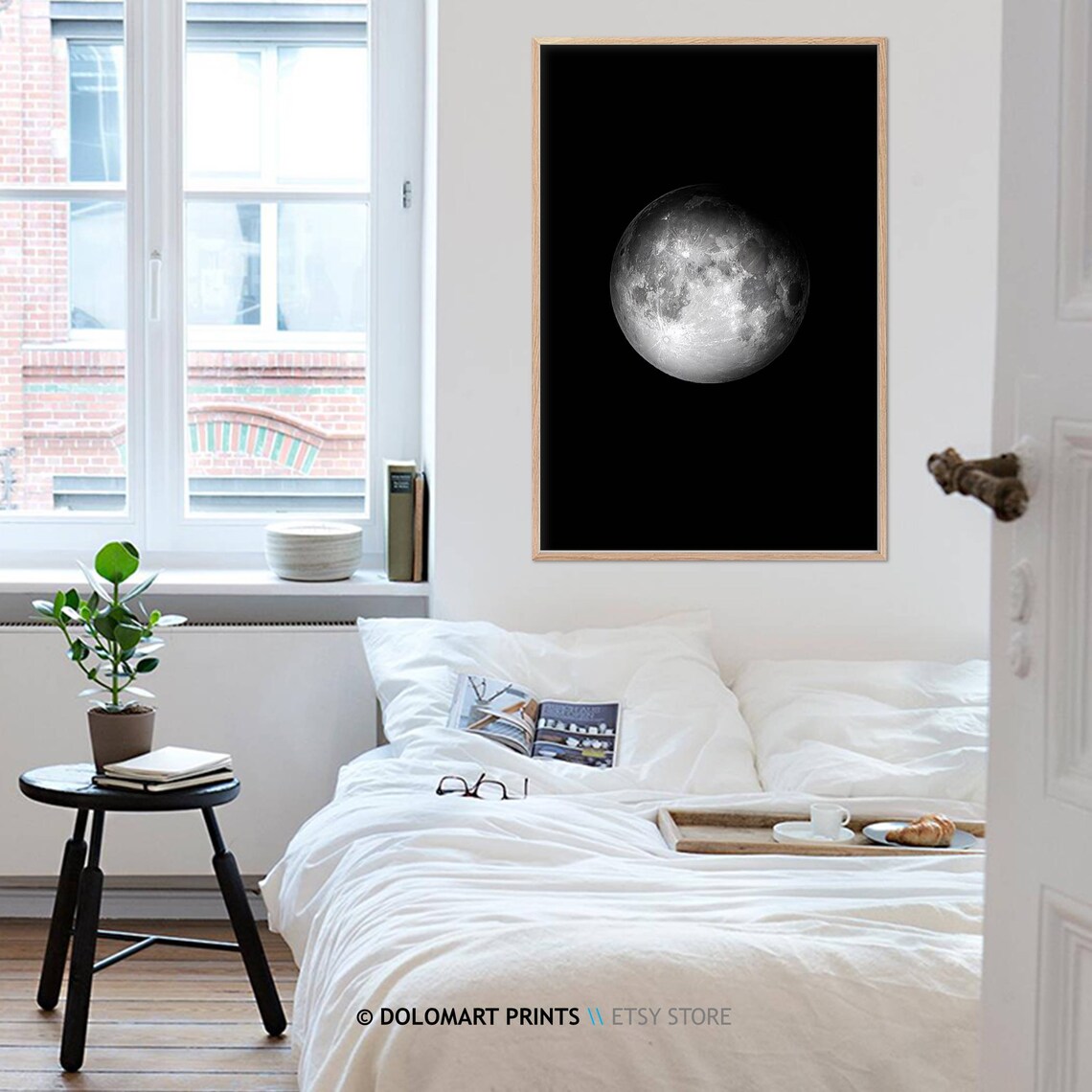 Moon Wall Art Night Sky Full Moon Boho Poster - Image 3