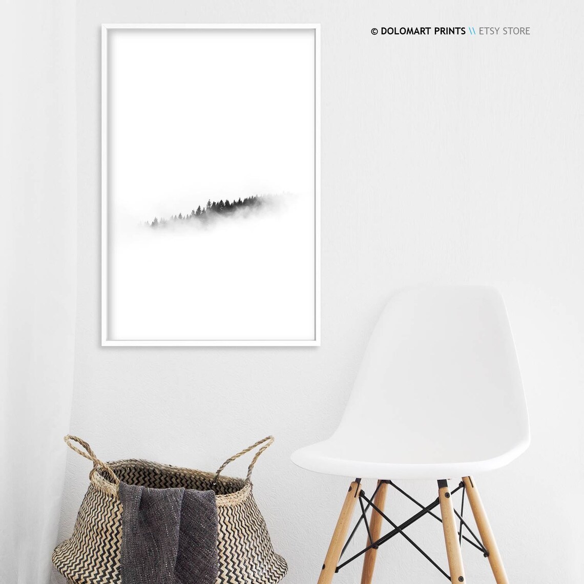Black And White Minimal Forest Winter Tree Art Print - Image 3