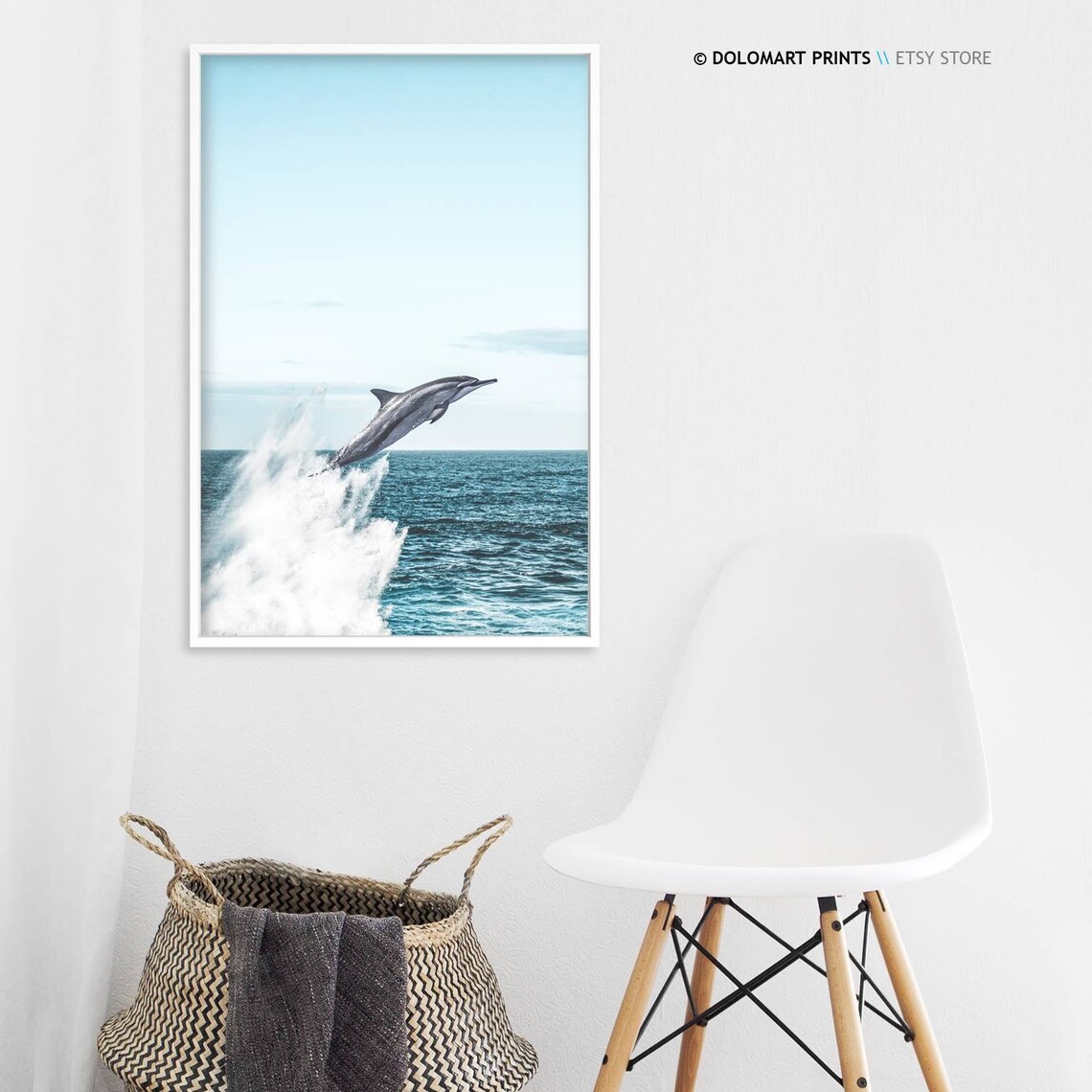Dolphin Wall Art, Coastal Style Poster Print - Image 3