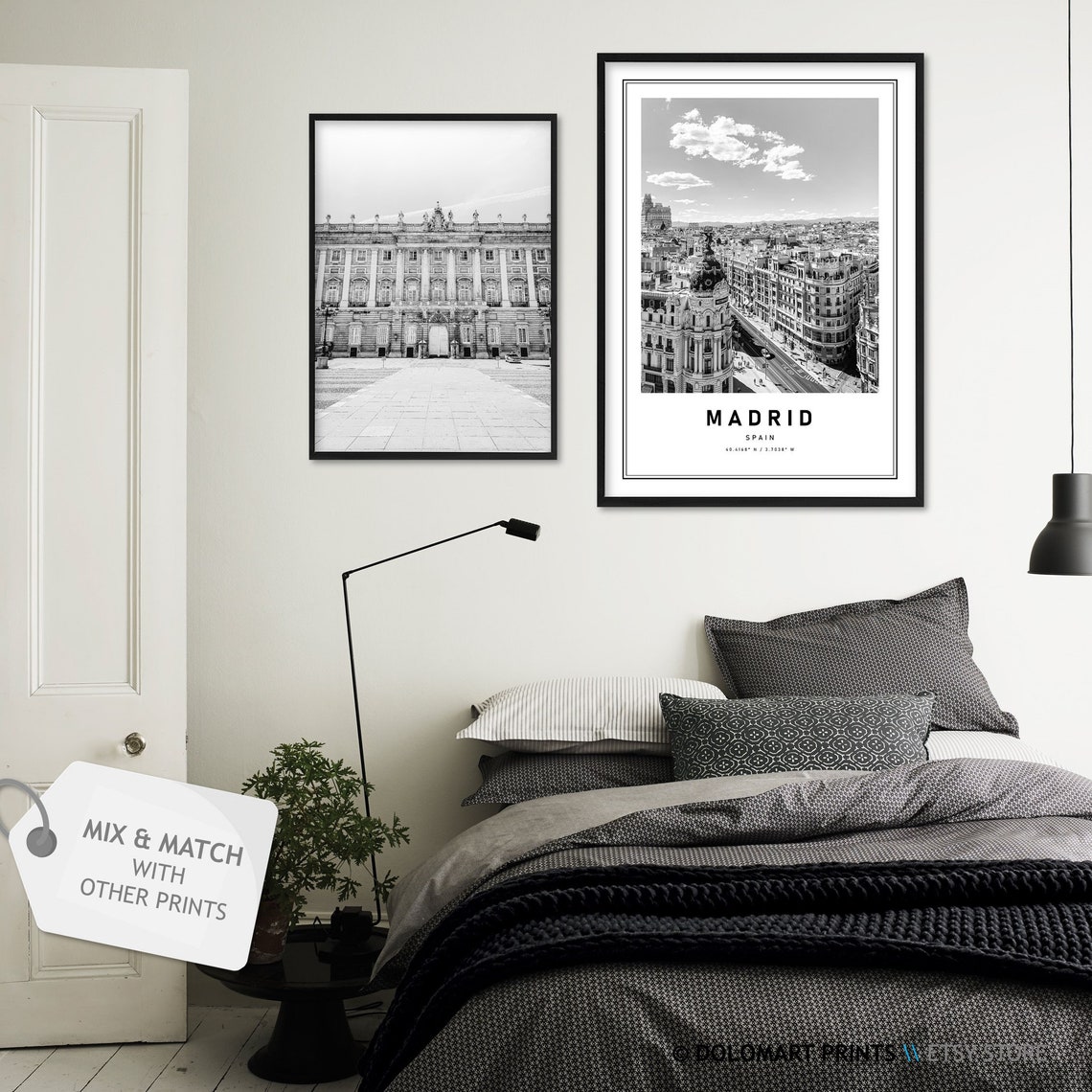 Madrid Spain Gran Via Black And White Photography Travel Poster - Image 2