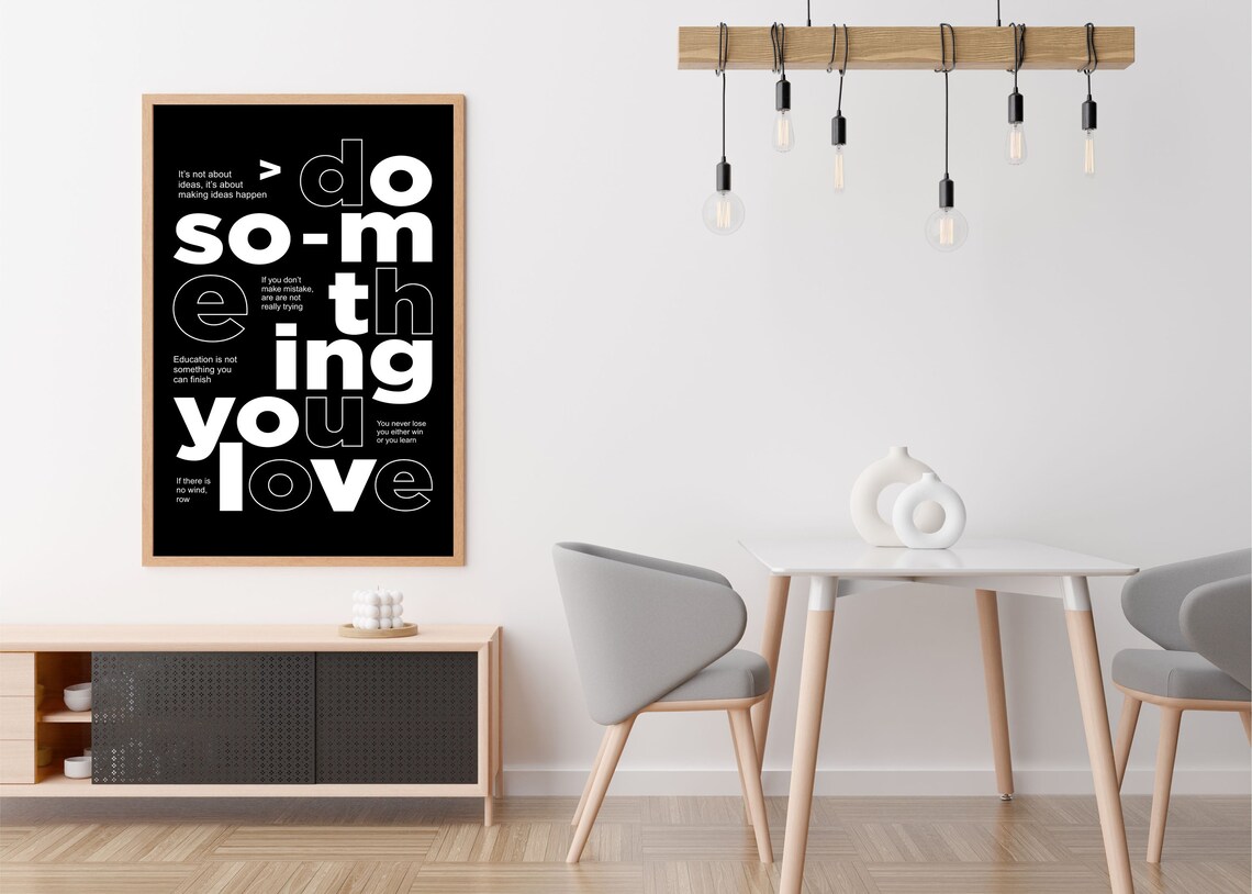 Do Something You Love Motivational Typography Black White Quote Poster - Image 3